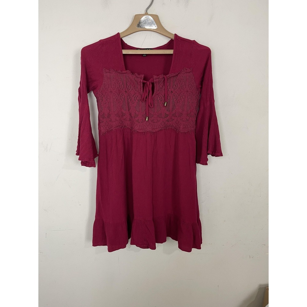 Ryan Michelle Womens Dress Small Babydoll Whimsigoth Emo Fairy Boho Y2K‎ Fushia